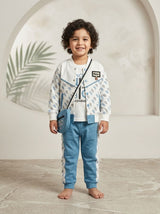 Boys Printed Jacket, Tee, Jogger & Bag 4 Piece Outfit