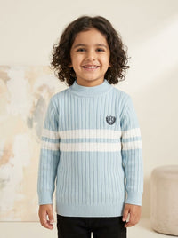 Kids Light Blue & White Striped Knitted Sweater