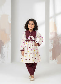 Kids Girls Heart Printed Maxi Frock | Stylish Casual Party Wear Dress