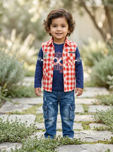 Boys 3-Piece Red Check Casual Outfit