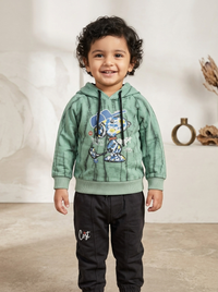 Boys Green Winter Hoodie Tracksuit Set