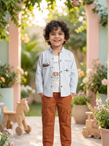 Boys 3 Piece Casual Dress | Cotton Overshirt & Cargo Jeans Set