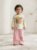 Girls Bow Print Top & Wide Leg Palazzo 2 Piece Set