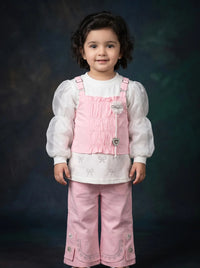 Girls 2-Piece Fancy Layered-Look Top & Trouser Set