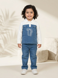 Girls Blue Denim Shirt & Jeans 2 Piece Set