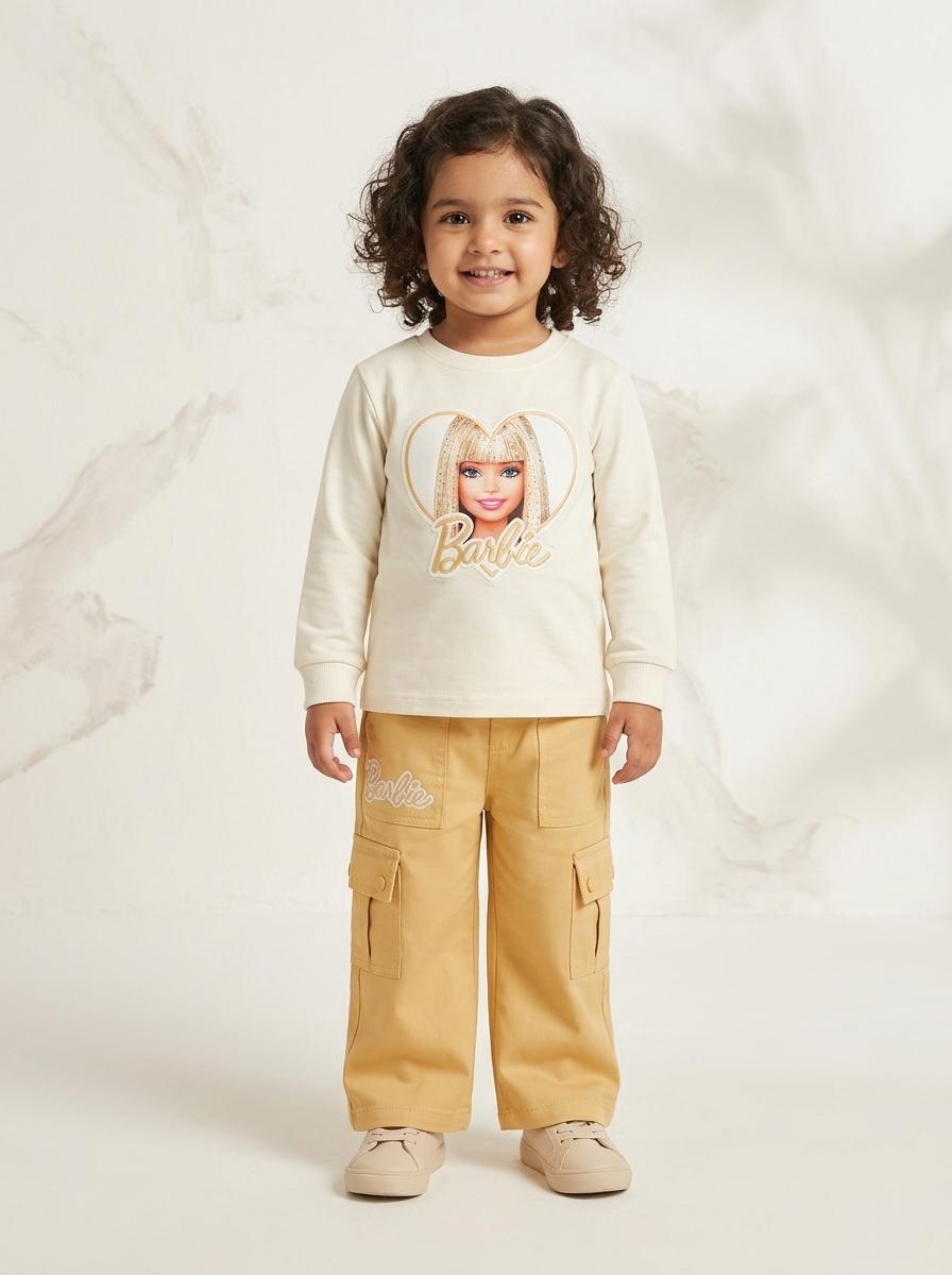 Girls Graphic Sweatshirt & Cargo Palazzo Pants 2 Piece Set