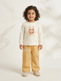 Girls Graphic Sweatshirt & Cargo Palazzo Pants 2 Piece Set