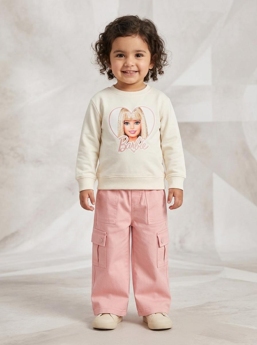 Girls Graphic Sweatshirt & Cargo Palazzo Pants 2 Piece Set