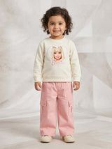Girls Graphic Sweatshirt & Cargo Palazzo Pants 2 Piece Set