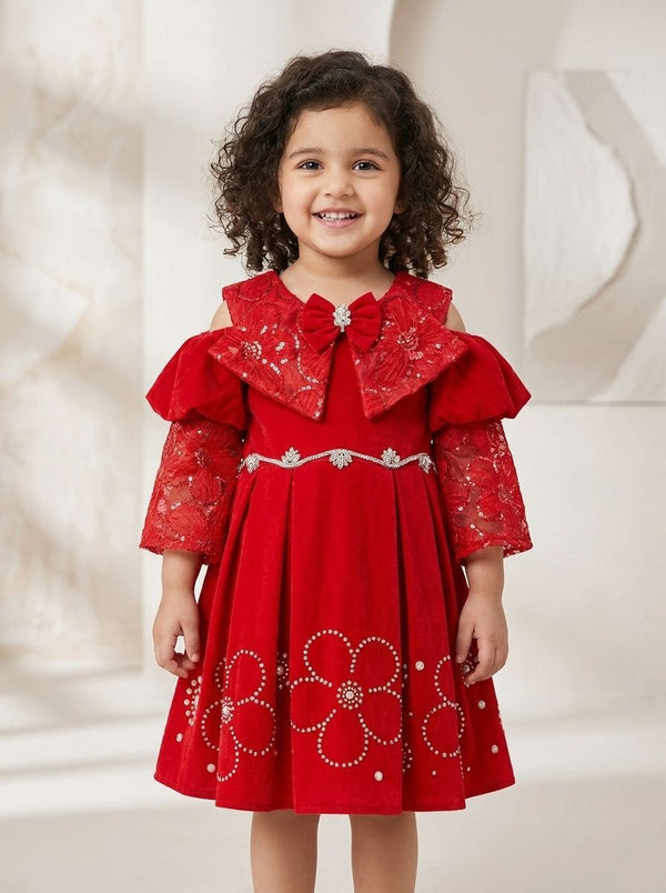 Ruby Bloom Embellished Party Dress