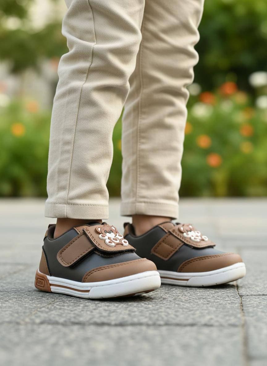 Toddler Teddy Bear Casual Shoes with Adjustable Velcro Strap