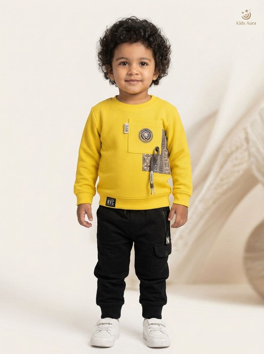 Boys Textured Sweatshirt & Cargo Jogger 2 Piece Outfit