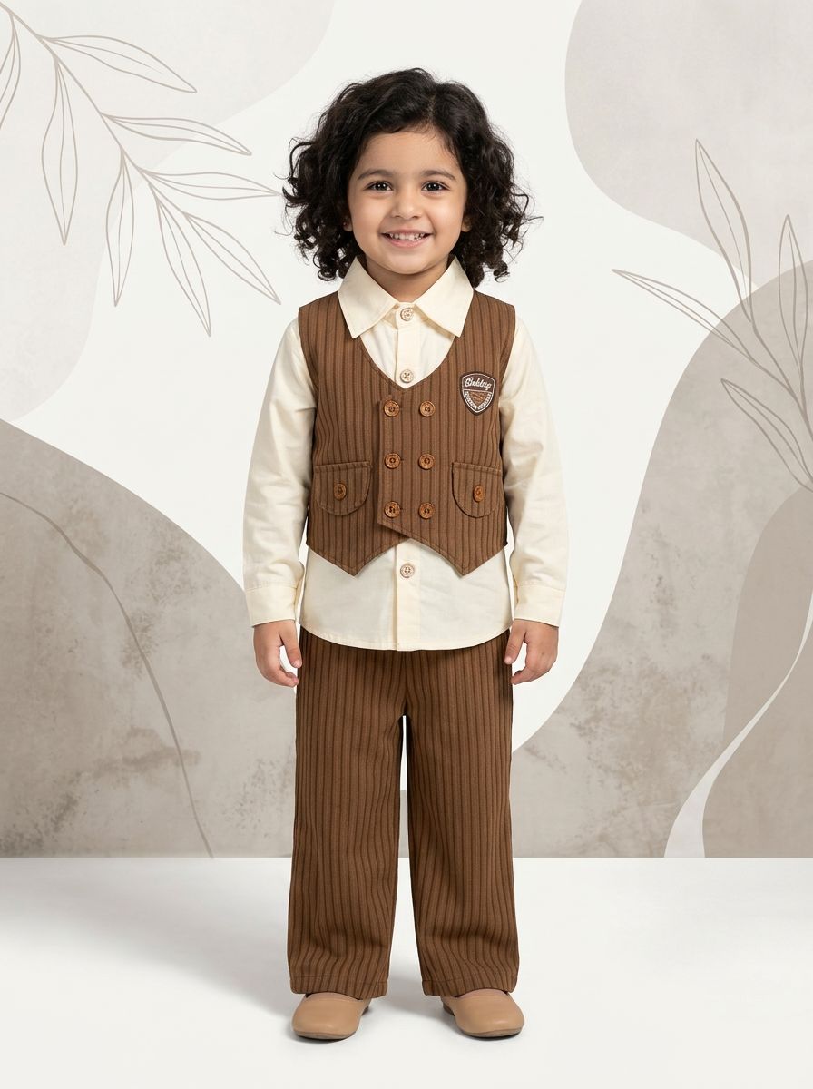 Girls Formal Waistcoat, Collared Shirt & Trouser 3 Piece Set