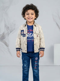 Boys Smart Jacket, Printed Tee & Jeans 3 Piece Outfit