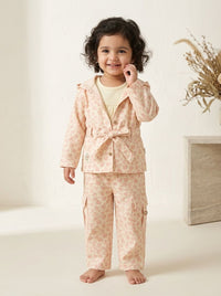 Girls Floral Jacket, Inner Top & Trouser 3 Piece Outfit