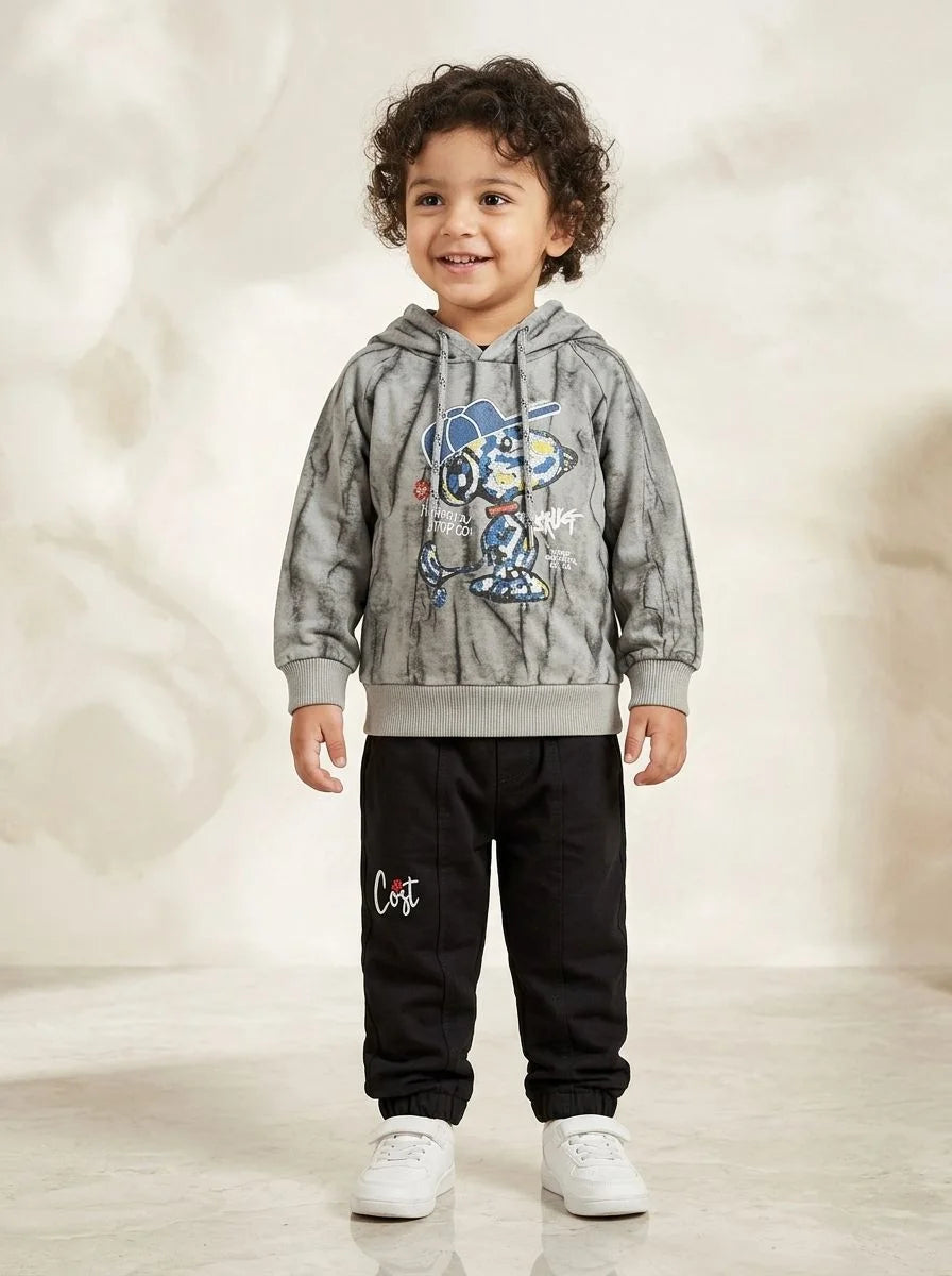 Boys Grey Winter Hoodie Tracksuit Set