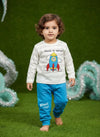 Boys 2 Piece Rocket Print Full Sleeve Top & Jogger Pants Set