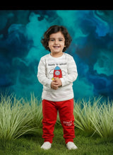 Boys 2 Piece Rocket Print Full Sleeve Top & Jogger Pants Set