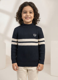 Kids Black & Cream Striped Knitted Sweater